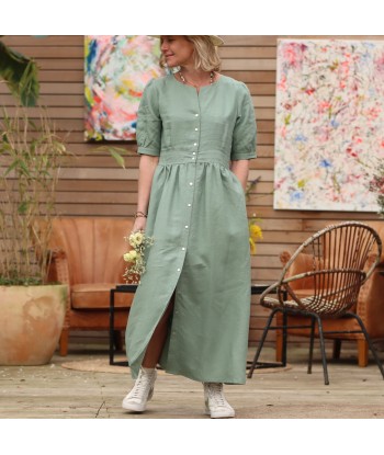 Robe Ondine - lin vert tendre Profitez des Offres !