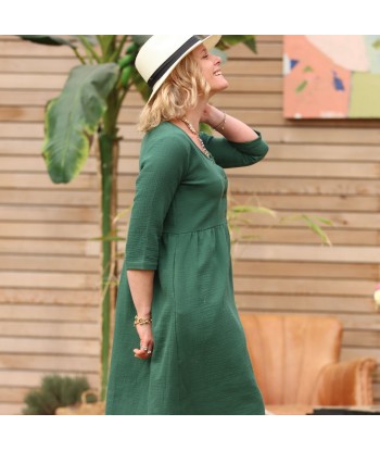 Robe Soline - double gaze de coton vert anglais acheter en ligne