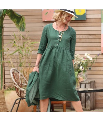 Robe Soline - lin vert anglais de France