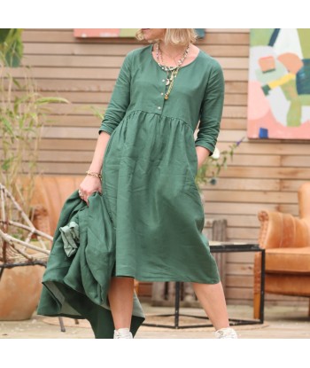 Robe Soline - lin vert anglais de France