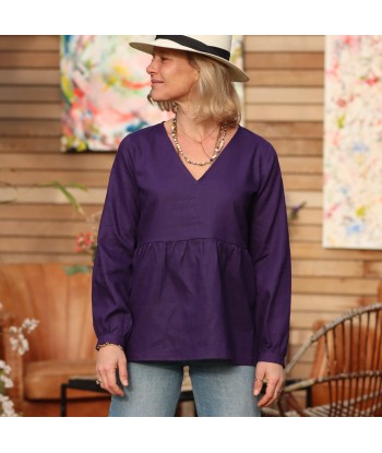 Blouse Noémie - lin aubergine Livraison rapide