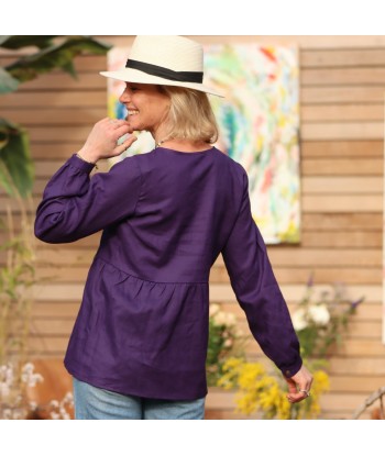 Blouse Noémie - lin aubergine Livraison rapide