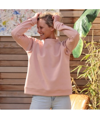 Sweat Maé - col haut rose brillant des détails fins