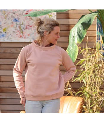 Sweat Maé - col haut rose brillant des détails fins