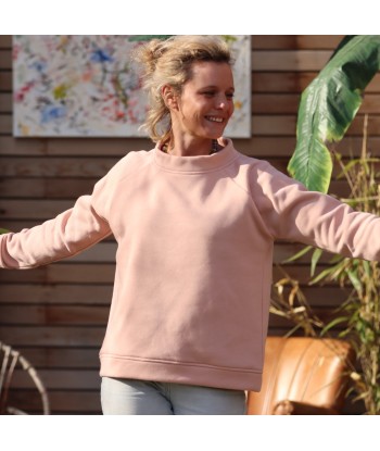 Sweat Maé - col haut rose brillant des détails fins