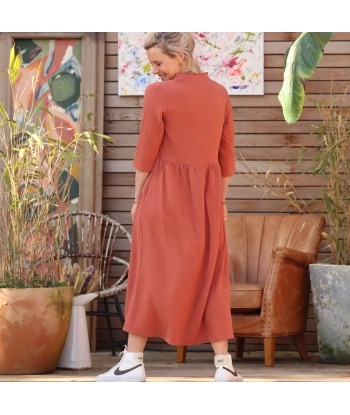 Robe Aline - double gaze de coton terracotta orangé plus qu'un jeu 