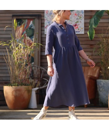 Robe Aline - double gaze de coton bleu indigo 50-70% off 