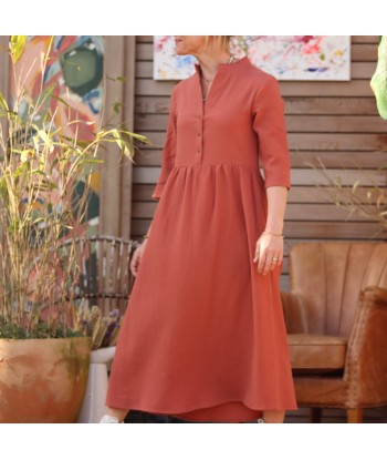 Robe Aline - double gaze de coton terracotta orangé plus qu'un jeu 