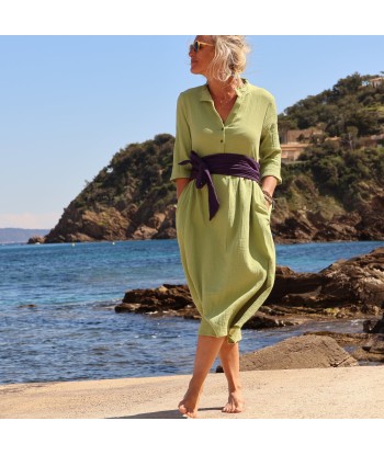 Robe Aline - double gaze de coton vert anis les ligaments