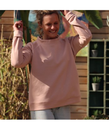 Sweat Maé - col haut rose brillant des détails fins