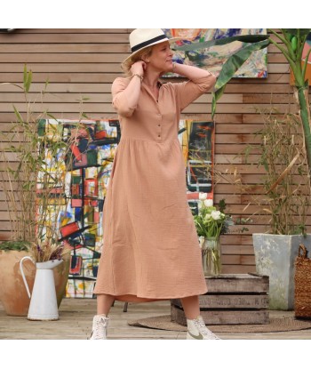 Robe Aline - double gaze de coton camel rosé Jusqu'à 80% De Réduction