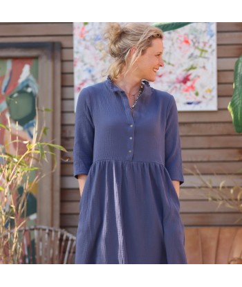 Robe Aline - double gaze de coton bleu indigo 50-70% off 