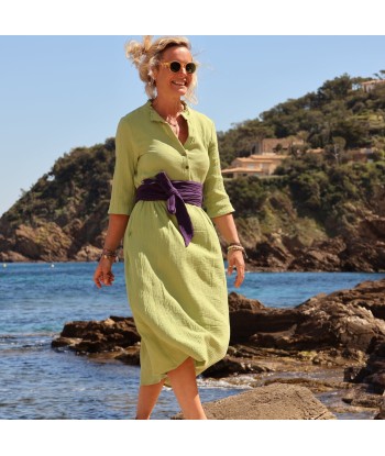 Robe Aline - double gaze de coton vert anis les ligaments