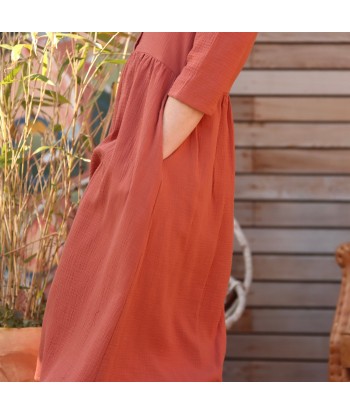 Robe Aline - double gaze de coton terracotta orangé plus qu'un jeu 