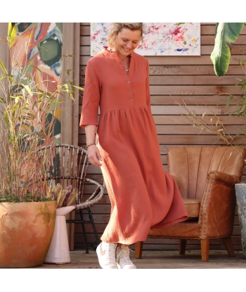 Robe Aline - double gaze de coton terracotta orangé plus qu'un jeu 