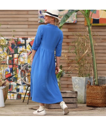 Robe Aline - double gaze de coton bleu majorelle pas cher chine