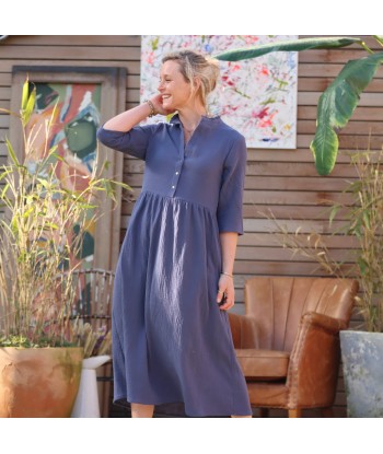 Robe Aline - double gaze de coton bleu indigo 50-70% off 