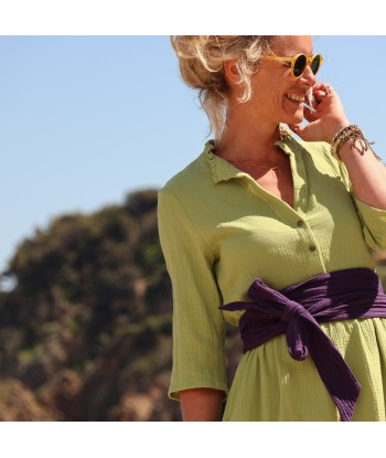 Robe Aline - double gaze de coton vert anis les ligaments