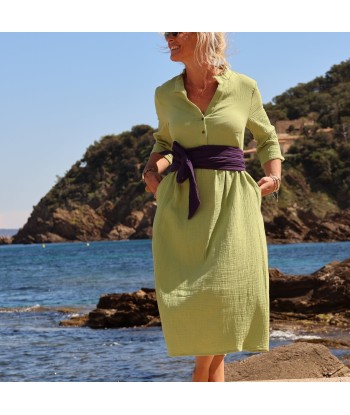 Robe Aline - double gaze de coton vert anis les ligaments