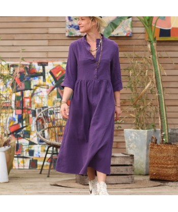 Robe Aline - double gaze de coton prune 50% de réduction en Octobre 2024