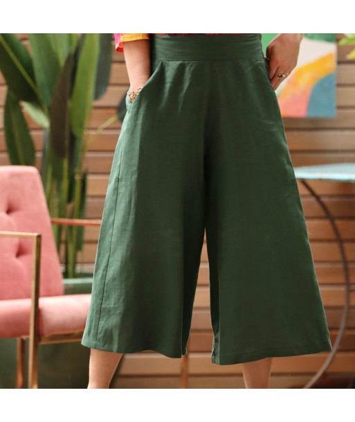 Jupe-culotte Margaux lin vert anglais en linge