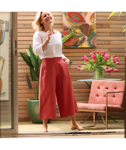 Jupe-culotte Margaux lin cerise en ligne des produits 