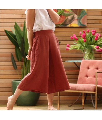 Jupe-culotte Margaux double gaze de coton terracotta est présent 