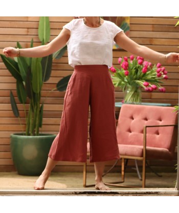 Jupe-culotte Margaux double gaze de coton terracotta est présent 