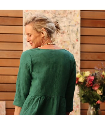 Robe Soline - double gaze de coton vert printemps meilleur choix