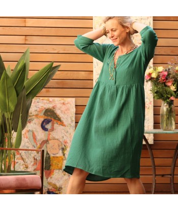 Robe Soline - double gaze de coton vert printemps meilleur choix