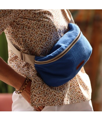 Sac banane Mona - double gaze de coton bleu majorelle pas cher 