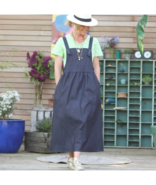 Robe salopette Eva jean bleu nuit le des métaux précieux