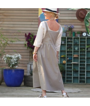 Robe salopette Eva sergé de coton beige kaki acheter en ligne