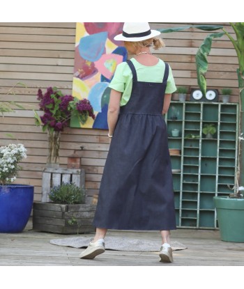 Robe salopette Eva jean bleu nuit le des métaux précieux