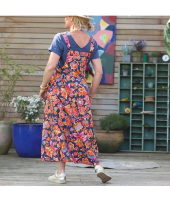 Robe salopette Eva popeline de coton fleurs de Gênes ouvre sa boutique