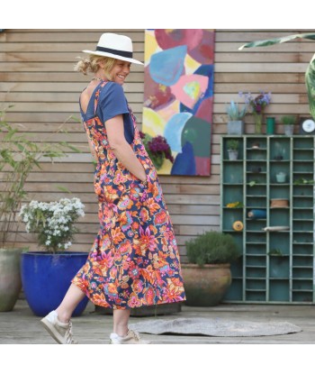 Robe salopette Eva popeline de coton fleurs de Gênes ouvre sa boutique