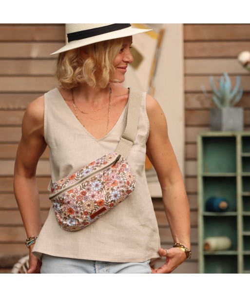 Sac banane Mona - coton enduit fleuri vintage commande en ligne