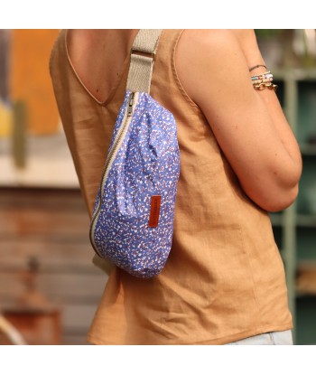 Sac banane Mona - coton enduit fleuri bleuets outlet