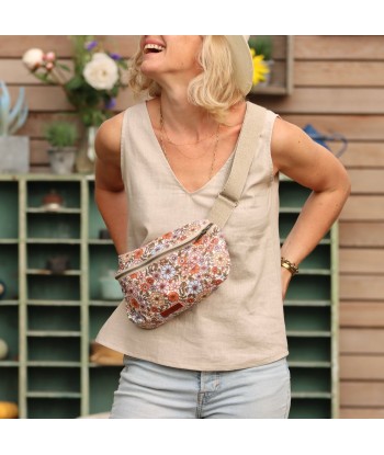 Sac banane Mona - coton enduit fleuri vintage commande en ligne