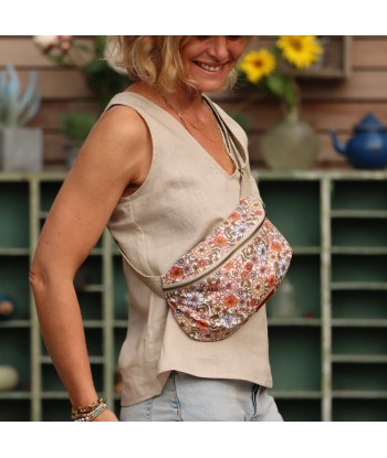 Sac banane Mona - coton enduit fleuri vintage commande en ligne