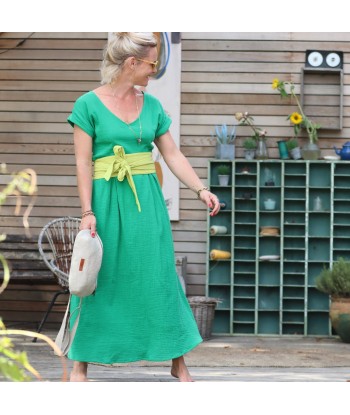 Robe Siloé double gaze de coton vert frais Voir les baskets