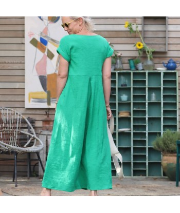 Robe Siloé double gaze de coton vert frais Voir les baskets