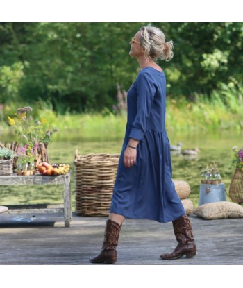 Robe Agnès - sergé de viscose bleu navy À commander