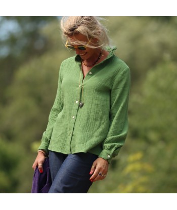 Blouse Myrtille - Double gaze de coton vert menthe pas cheres