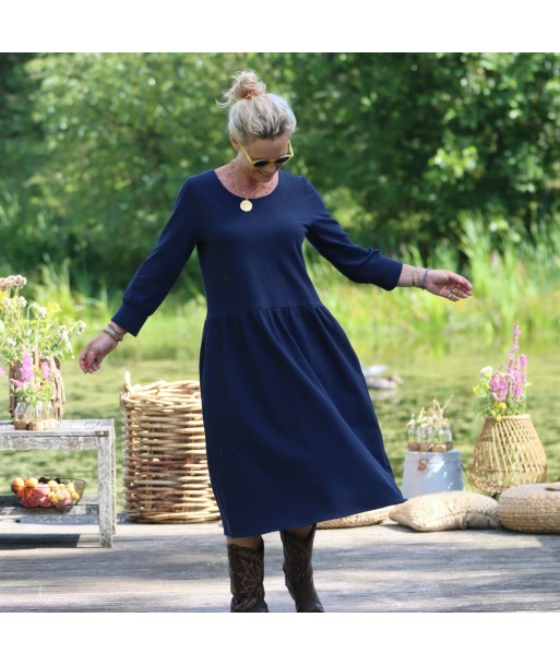 Robe Agnès - Piqué de coton bleu marine Les magasins à Paris