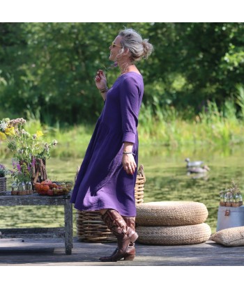 Robe Agnès - Double gaze de coton prune une grave pollution 