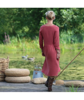 Robe Agnès - Double gaze de coton terracotta en linge