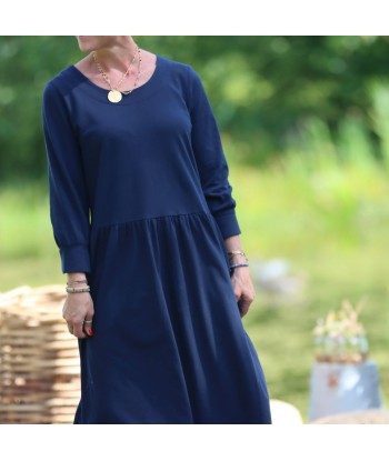 Robe Agnès - Piqué de coton bleu marine Les magasins à Paris