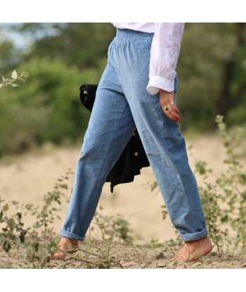 Pantalon Eliot - Velours côtelé bleu doux est présent 