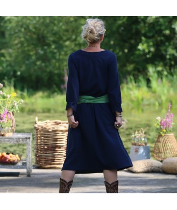 Robe Agnès - Piqué de coton bleu marine Les magasins à Paris